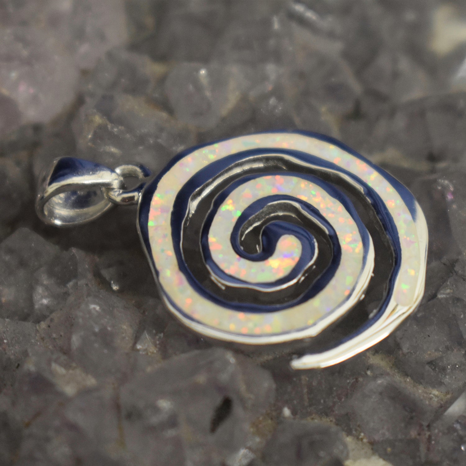 Ganesha Handicrafts, White Cultured Opal Pendant Swirl, Opal Pendant, White Opal Swirl Pendant, Womens Trending Opal Pendant Swirl, New Model Pendant, Womens Modern Pendant, women's Fashion Pendant. 