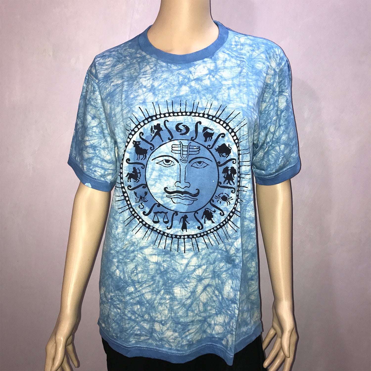 Ganesha Handicrafts, Zodiac Sign Round Neck T-Shirt, Round Neck T-Shirt, Mans T-shirt, Mens trending Round Neck T-shirt, Trending T-shirts, Blue Colour Round Neck Boys T-shirt.