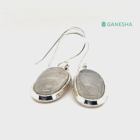Ganesha Handicrafts, Moonstone Double-Drop Earrings - Sterling Silver (925), Moonstone Double-Drop Silver Earrings, 925 Double Drop Silver Earrings, Women's Trending Earring, Womens Stylized Earrings.  