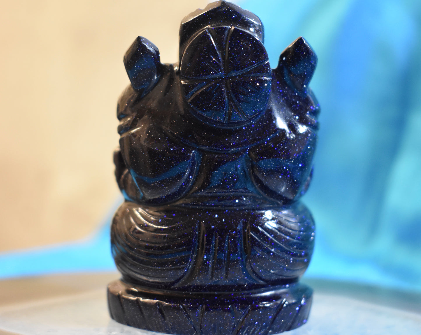 Hand-carved Nightstone (Blue Goldstone)  Ganesha