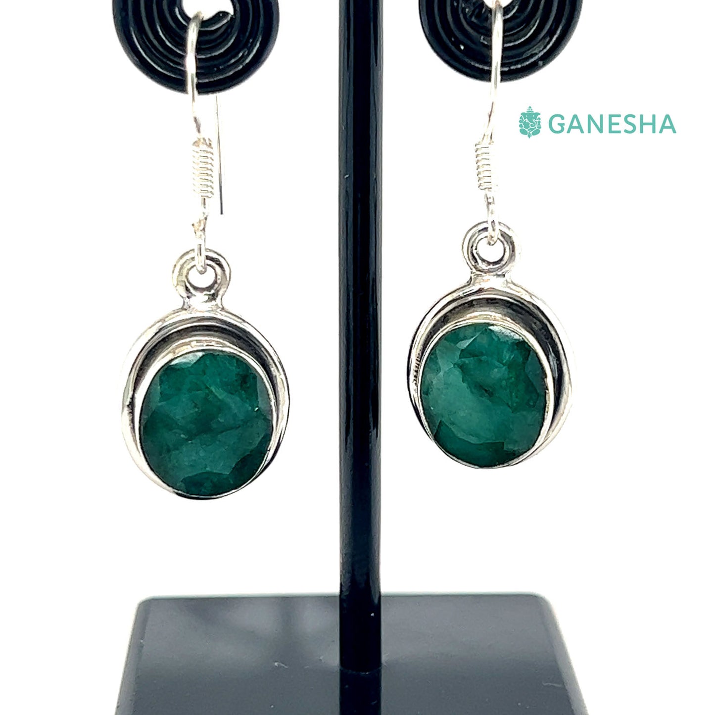 Ganesha Handicrafts, Emerald - 925 Sterling Silver Jewellery Gift Set With Free Chain, 925 Sterling Silver Jewellery Gift Set With Free Chain, Womens stylized Jewellery and  Chain, Green Colour Emerald Silver Jewellery.
