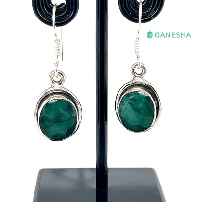 Ganesha Handicrafts, Emerald - 925 Sterling Silver Jewellery Gift Set With Free Chain, 925 Sterling Silver Jewellery Gift Set With Free Chain, Womens stylized Jewellery and  Chain, Green Colour Emerald Silver Jewellery.