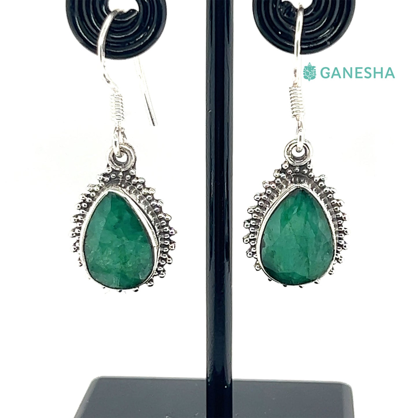 Ganesha Handicrafts, Emerald - 925 Sterling Silver Jewellery Gift Set With Free Chain, 925 Sterling Silver Jewellery Gift Set With Free Chain, Womens stylized Jewellery and  Chain, Green Colour Emerald Silver Jewellery.